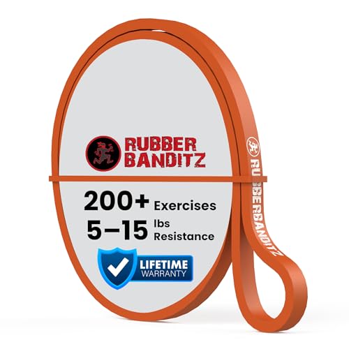 Rubberbanditz Pull Up Assist Resistance Bands Heavy Duty Loop Exercise Workout Bands for Powerlifting, Mobility, and Stretching - color: Orange