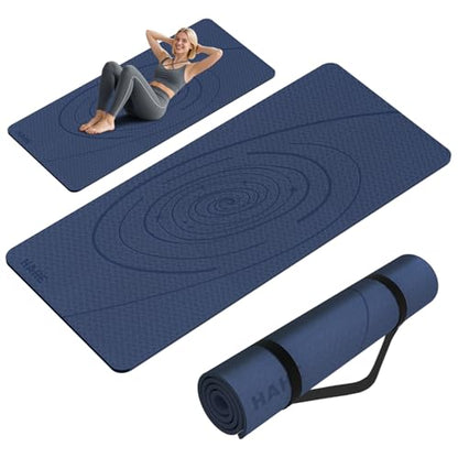 Large Yoga Mat Thick, 76"x32"x0.31"Wide POE Exercise Mat with Non-Slip Surface & Carry Strap, Anti-Tear Workout Mat for Yoga, Pilates, Fitness