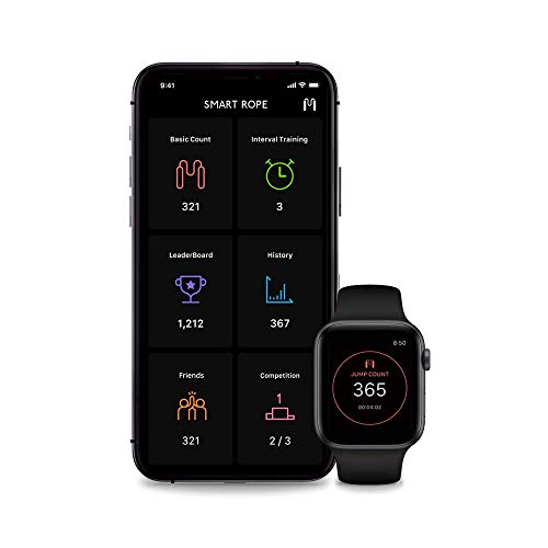 Smart Rope Rookie – Smart Jump Rope with Counter & App, Bluetooth Fitness Tracker, Adjustable Jump Rope for Weight Loss, Cardio, HIIT & Home Workouts - color: Black