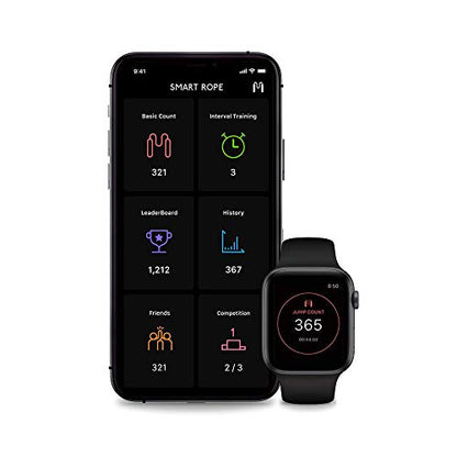 Smart Rope Rookie – Smart Jump Rope with Counter & App, Bluetooth Fitness Tracker, Adjustable Jump Rope for Weight Loss, Cardio, HIIT & Home Workouts - color: Black