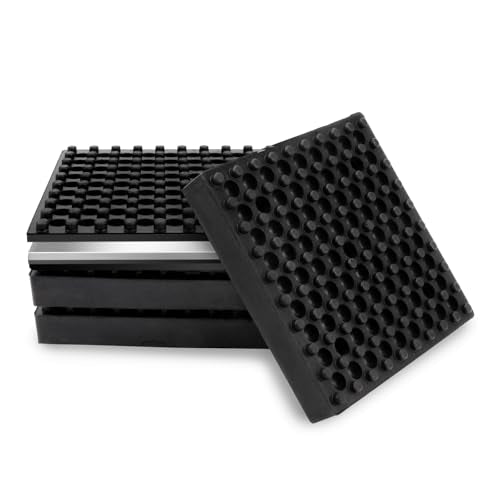 4 Pack Exercise Equipment Mat, Heavy Duty Thick Steel Embedded Rubber Pad, for Treadmills, Washing Machines, dryers, Non Slip Noise Reduction, 4 x 4 x 0.8 Inches