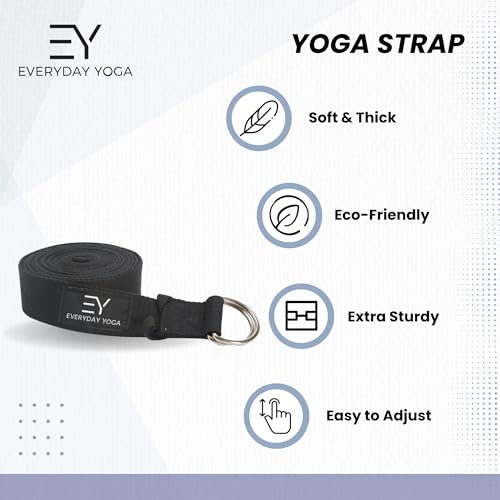 Everyday Yoga Strap with Metal D-Ring Athletic Stretching, 6ft/8ft/10ft - color: Merlot, size: 6 Foot