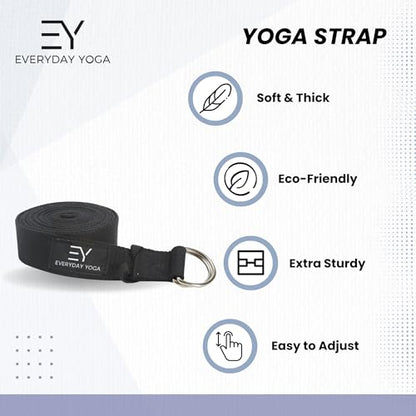 Everyday Yoga Strap with Metal D-Ring Athletic Stretching, 6ft/8ft/10ft - color: Lilac, size: 10 Foot