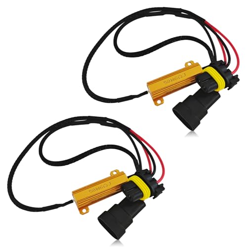 9005 9006 LED Headlight Load Resistor Kit, LED Light Canbus Decoder Anti Flicker Relay Harness Adapter, Car Bulb Resistor Error Free Decoders Warning Canceller for Turn Signal Fog Light(2PCS)