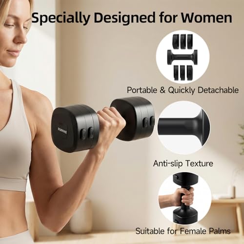 Lightweight Adjustable Dumbbell Kettlebell Set - 4 in 1 Free Weight Set with Kettlebell Grip Converter, Each 2.2 3.3 4.4 5.5lb Quick Change Weight Women Dumbbell Set for Small Spaces Home Gym - color: Dumbbell Black