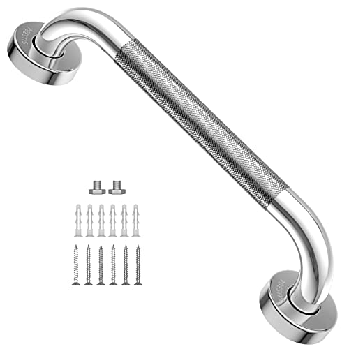 12 Inch Anti-Slip Shower Grab Bar, iMomwee Chrome Stainless Steel Bathroom Grab Bar Handle with Textured Grip, Shower Balance Bar, Safety Hand Rail Support, Handicap Elderly Senior Assist Bath Handle - color: Chrome, size: 12 Inch