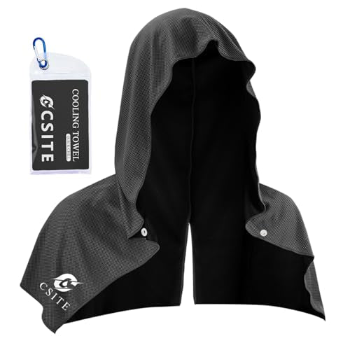 Cooling Hoodie Towels, Instant Cooling Towels for Neck and Face, UPF 50 Sun Protection, Ice Towel for Hot Weather, Head Towel for Sports, Camping, Cycling & More Activities - color: Black