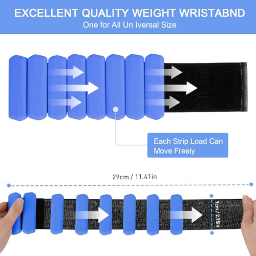 Wrist Weights Set of 2, Wearable Arm & Leg Weights for Women & Men, Adjustable Wrist Ankle Weights for Walking, Yoga, Swimming, Gym, 2lb - color: Blue