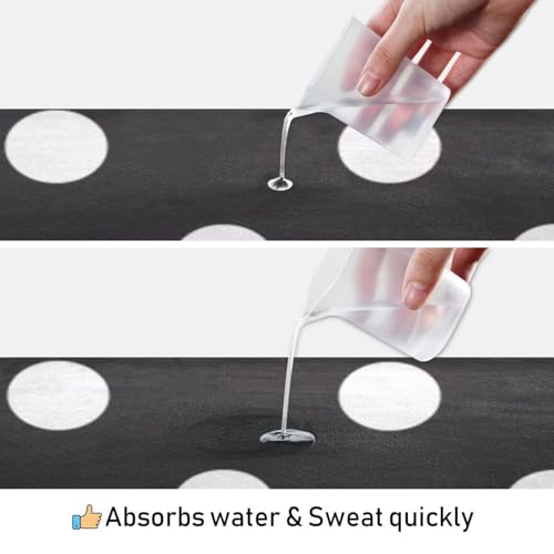 Black and White Polka Dot Yoga Mat Towel, Non-Slip Sweat Absorbent Lightweight Yoga Towel for Hot Yoga, Pilates, Fitness and Workout, Travel 72" x 27" Machine Washable