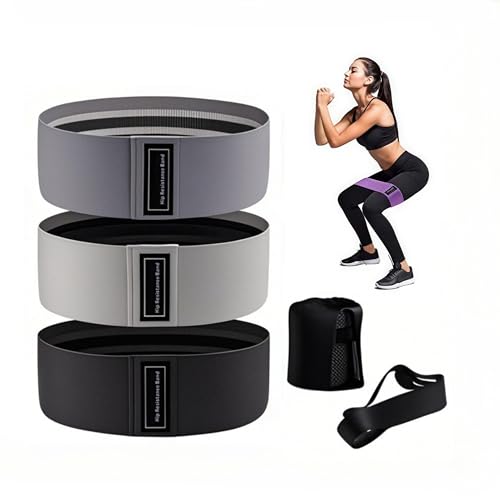 3 Pcs Woven Resistance Bands for Legs Butt HIPS - 3-Level Exercise Bands with Non-Slip, Perfect for Home Gym, Yoga, Pilates - color: Grey+Dark Grey+Black