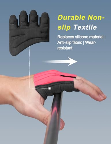 KUTOOK Weight Lifting Gloves Men Women One Piece Anti-Slip Workout Gloves - color: Neon Pink, size: Large
