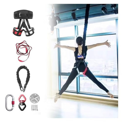 JYHHCYS Bungee Fitness Equipment Set Plus Size, Heavy Duty Aerial Yoga Resistance Rope for Home Gym Training & Fitness, Indoor Bungee Jumping Harness(Full Set 3XL - 220 lbs/100kg)