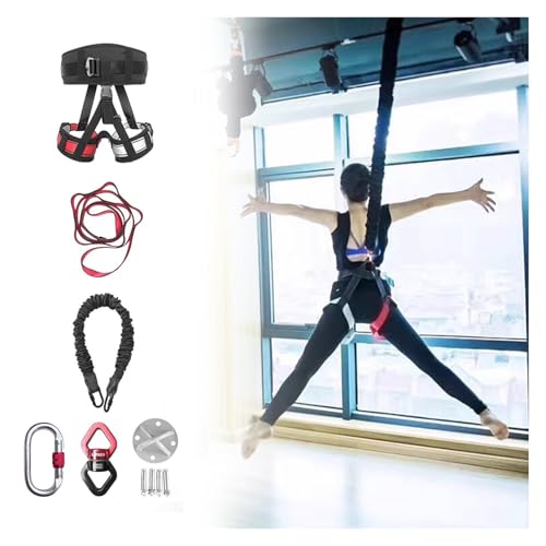 JYHHCYS Bungee Fitness Equipment Set Plus Size, Heavy Duty Aerial Yoga Resistance Rope for Home Gym Training & Fitness, Indoor Bungee Jumping Harness(Full Set 3XL - 220 lbs/100kg)