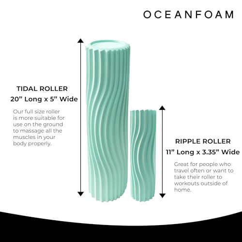 Tidal Roller - Seafoam - Muscle Massage Foam Roller for Back Pain & Stretching - Firm and Ergonomic Wide Wave Textured - Yoga, Athletics, & Wellness - Full Size, 20" x 5" - color: Seafoam