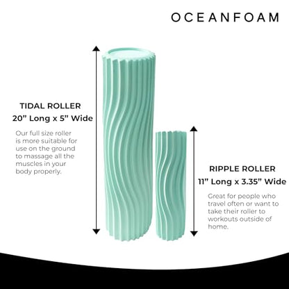 Tidal Roller - Seafoam - Muscle Massage Foam Roller for Back Pain & Stretching - Firm and Ergonomic Wide Wave Textured - Yoga, Athletics, & Wellness - Full Size, 20" x 5" - color: Seafoam