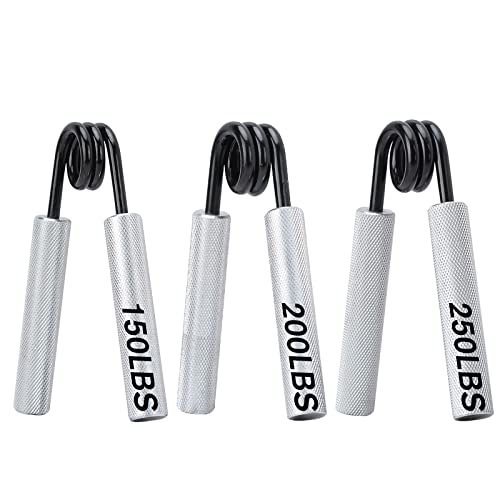 Hand Grip Strengthener,3 Pack (150,200,250lbs) Grip Strength Trainer Forearm Strengthener Hand Strengthener for Home Gym & Office - color: Silver