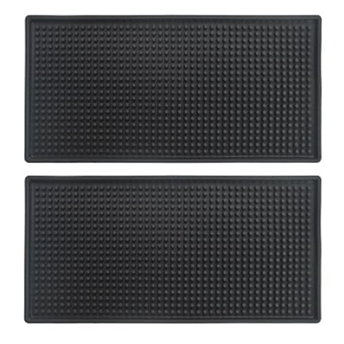 Rubber Service Bar Mat, Anti-slip12 x 6" Rubber Bar Spill Mat, 2 Pcs Premium PVC Pad for Kitchen, Restaurant, Countertop, Hotel, Beverages(2Pcs) - size: (12" x 6" -2Pcs)