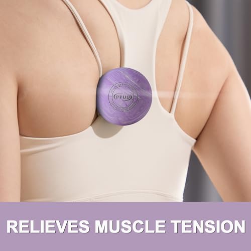 Massage Lacrosse Ball for Myofascial & Trigger Point Release, Muscle Knots, Yoga Therapy – Improves Joint Mobility & Relieves Pain – Shoulder, Back, Plantar Fascia, HIPS – 2.5-Inch Purple-03 Rubber