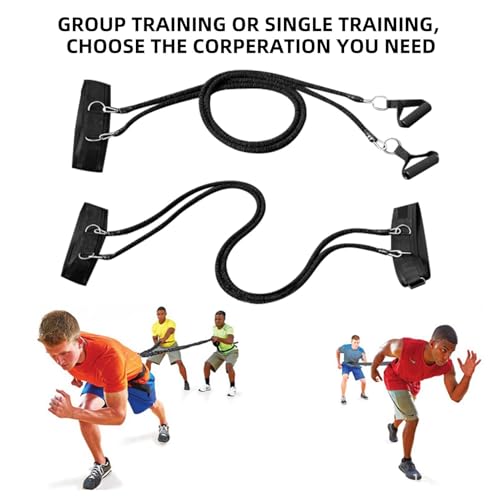 Resistance Speed Training Set, 8pcs Exercise Explosive Force Bounce Physical Equipment Double Rope Improve Agility Power Strength for Jumping Basketball Tennis Football Volleyball - color: Black-6.6ft