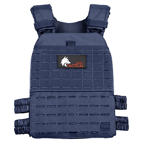 Wolf Tactical Adjustable Weighted Vest for Men & Women - Rucking, Workout, Running, Walking & CrossFit Weight Vest for Strength Training & Fitness - color: Navy Blue