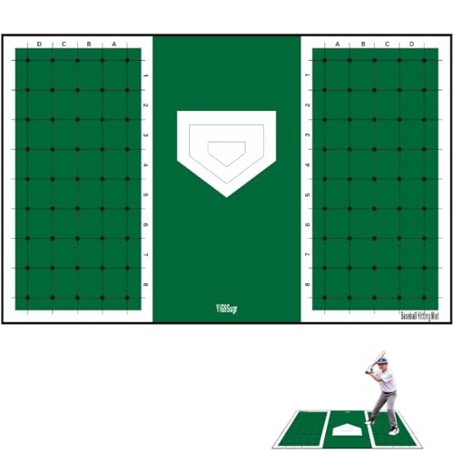 Baseball and Softball Hitting Mat for Batting Stance Practice, Home Plate Mat with Batting Stance Alignment Guide, Indoor/Outdoor Baseball and Softball Equipment, Antislip Rubber Backing - (6 * 4 ft)