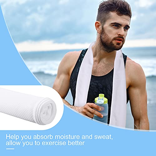 BBTO 6 Count Sublimation Cooling Towels Bulk for Sports 40"x12" White Golf Sweat Gym Towel Ice Breathable Soft Chilly Microfiber Sweat Rags for Neck Face Body Hot Weather Workout Sports