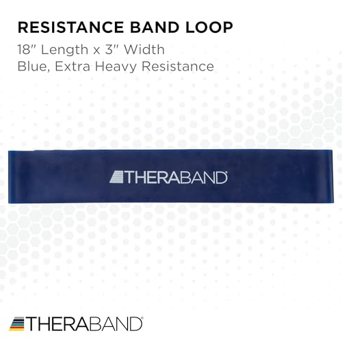 THERABAND Resistance Band Loop, Professional Latex Mini Band for Lower Pilates, Crossfit, Yoga, Stretching, Physical Therapy, Strength Training no Weights, 18 Inch, Blue, Extra Heavy, Advanced Level 1 - color: Blue - Extra Heavy, size: 18 Inch