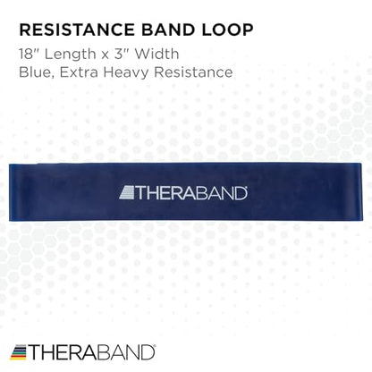 THERABAND Resistance Band Loop, Professional Latex Mini Band for Lower Pilates, Crossfit, Yoga, Stretching, Physical Therapy, Strength Training no Weights, 18 Inch, Blue, Extra Heavy, Advanced Level 1 - color: Blue - Extra Heavy, size: 18 Inch