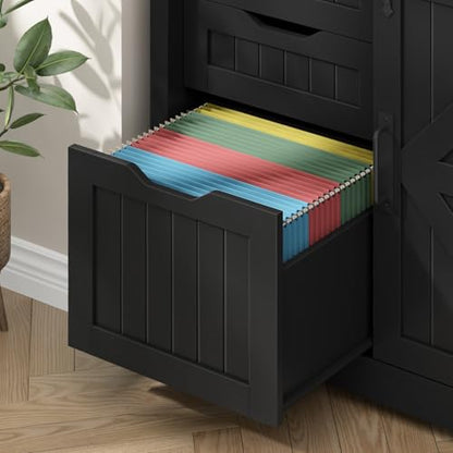 Vabches Lateral Filing Cabinets with Adjustable Shelf, Black - color: Pure Black, size: 3 Drawers