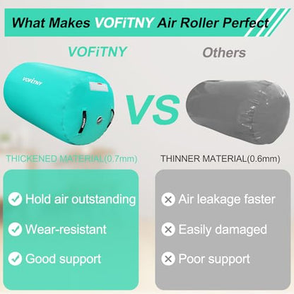 VOFiTNY Gymnastics Air Barrel Tumbling Equipment Back Handspring Trainer - color: Mint nopump, size: 3.3'L x 2'D