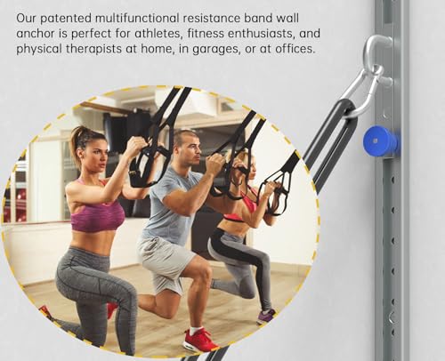Galvanized Wall-Mounted Anchor Fitness System - Adjustable, Multi-Functional, Space Saving Home Gym Solution for Strength Training,Adjustable Workout Wall Anchor System Blue