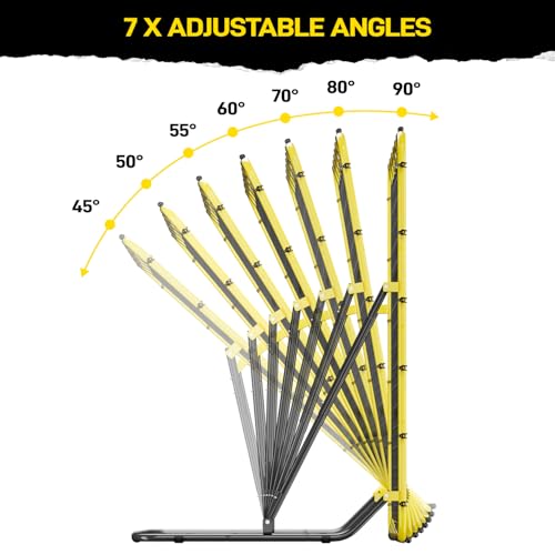Baseball & Softball Rebounder Net with Carry Bag，7 Angles Adjustable Pitchback for Fly Balls, Grounders & Line Drives,Portable Fielding Trainer，4x4.5FT Bounce Back Net for All Players