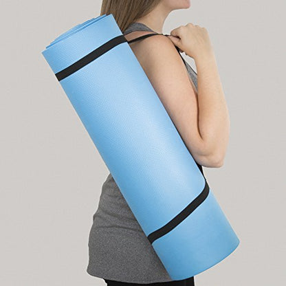 Thick Yoga Mat - Double Sided 1/2-Inch Workout Mat - 72x24-Inch Exercise Mat for Home Gym Fitness or Pilates with Carrying Strap by Wakeman
