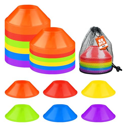 60 Pack Mini Soccer Cones–Mini Disc Cones for Agility Training,Soccer,Football,Sports Drills,Field Markers,Cones Sports Equipment,Portable Stackable Mini Cones with Carry Bag
