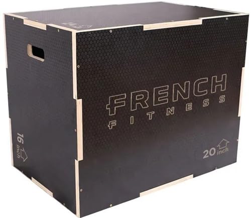 16-20-24 3-in-1 Wooden Plyo Box - Black, Interlocking Design, 3/4" Plywood, Multi-Purpose Platform for Jumps, Steps, Dips & Agility Training