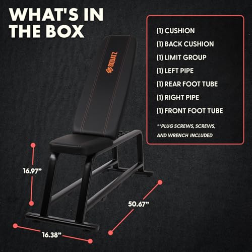 Foldable Flat Weight Bench, Heavy-Duty Workout Bench for Home Gym, Compact and Portable Design, Adjustable and Durable Built with Cushioned Backrest for Strength and Resistance Training