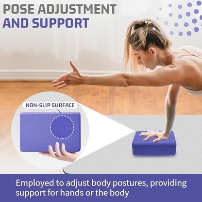 Yoga Blocks 2 Pack 3x6x9IN Foam Block Supportive Latex-Free with Rounded Edges, Non-Slip Exercise Blocks for Pilates, Meditation, Balance, Stretching and Deep Poses - color: 2Pack-RC-Purple