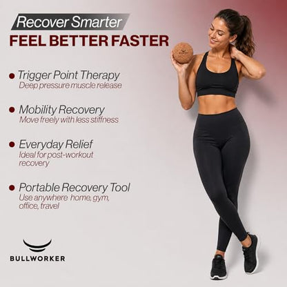 Bullworker 4" Cork Massage and Fitness Ball Recovery Tool - Deep Tissue Muscle Tension Release for Trigger Point, Muscle Soreness, Yoga Therapy, 10 CM