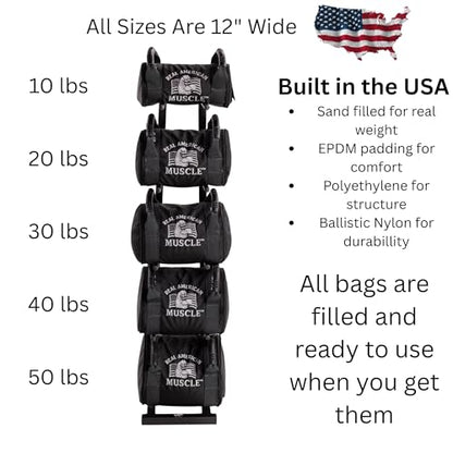 Weighted Sandbag – Compact 12” Design for Explosive Kettlebell-Style Training – Heavy Duty Strength & Conditioning Bag