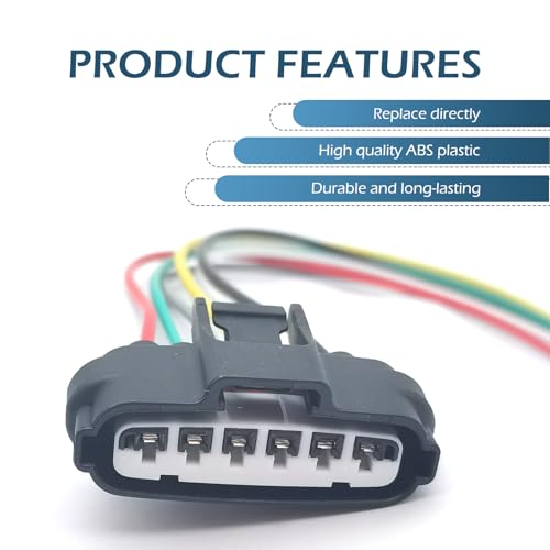 2PCS Throttle Body Pigtail, 6 Pin Plug & Play Throttle Position Sensor Repair Connector, Waterproof & Heat Resistant Vehicle Harness Plug Connector, Compatible with 90980-11858 (Black)