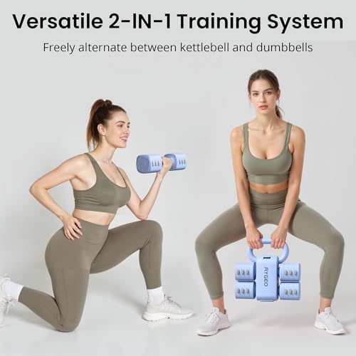 2-in-1 Adjustable Dumbbell Set for Women - 4 Levels (2.2lbs to 12.1lbs) - Home Gym Weights for Women at Home - Fitness Dumbbells - color: Blue