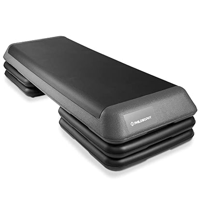 Philosophy Gym Aerobic Exercise Adjustable Step Platform, Health Club Size, with 4 Risers Included - color: Gray