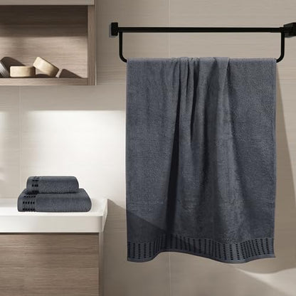 MALLONI HOME Ultra Soft 3 Pack Cotton Towel Set, Contains a Bath Towels 28x55 inch, a Hand Towels 16x24 inch & a Wash Coths 12x12 inch, Ideal Everyday use, Compact & Lightweight - Charcoal Grey - color: Charcoal Grey, size: 3 Pack Set