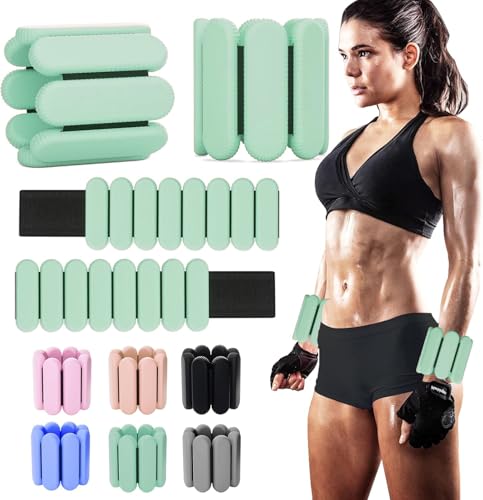 YOVKOK Adjustable Wrist Ankle Weights, 2 LBS/Pair, Bundle Options - color: Green