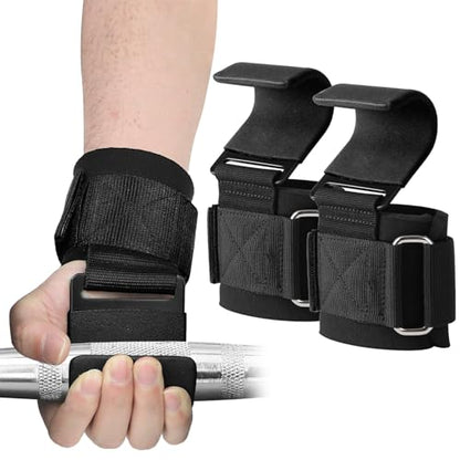 Weight Lifting Hooks (Pair) - Heavy Duty Lifting Wrist Straps, Hand Grip Support for Deadlifts, Pull Ups, Shrugs, Weightlifting Hooks Gym Gloves for Men and Women