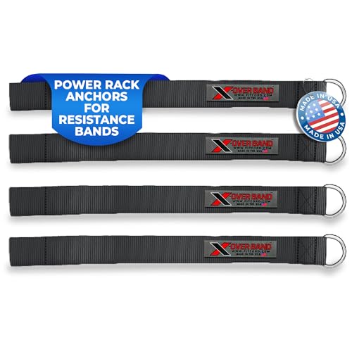 Power Rack Anchors for Resistance Bands: 4-Set Wall Mount Strength Training Equipment, Total Body Workout System with Gym Attachments, Stretching, Stunt & Exercise Accessories for Pole & Track