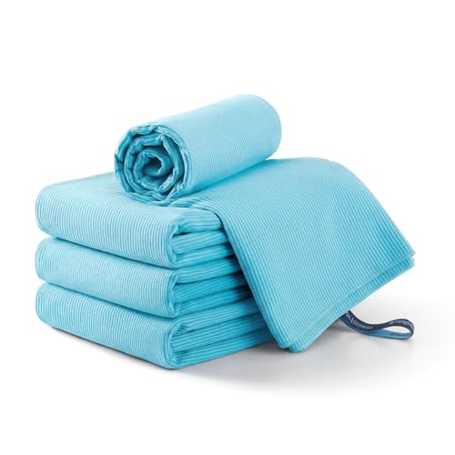 REDKISS Oversized Beach Towels, 4 Pack Microfiber Towel Set for Adults, Lightweight, Quick Dry, Absorbent & Sand Proof, 62x31 Inch, Pool Towels – Blue - color: Light Blue