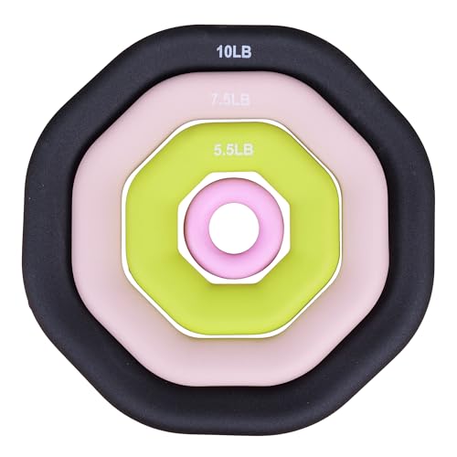 Leikefitness Weight Ring 2-in-1 Kettlebell & Dumbbell, cast iron+PVC coating, Yoga Exercise, Aerobics, Core Training, 4 in a set (0.33LB + 5.5LB + 7.5LB + 10LB)