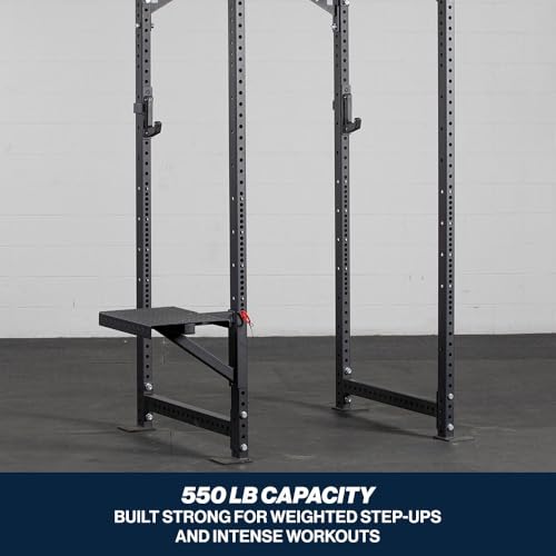 Titan Fitness T-3 Series Rack Mounted Step-Up Platform, 22" x 15" Diamond Plate Steel Step, Adjustable Power Rack Attachment for Step-Ups, Plyometrics & Strength Training, 550 LB Capacity