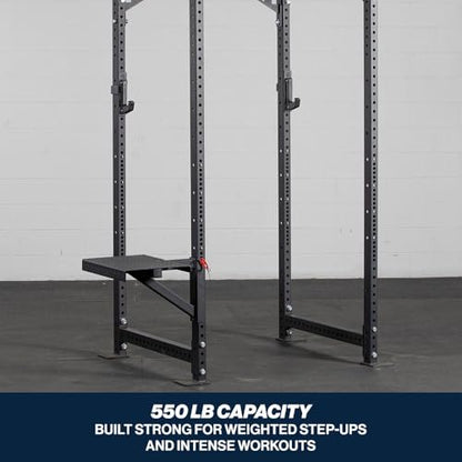 Titan Fitness T-3 Series Rack Mounted Step-Up Platform, 22" x 15" Diamond Plate Steel Step, Adjustable Power Rack Attachment for Step-Ups, Plyometrics & Strength Training, 550 LB Capacity